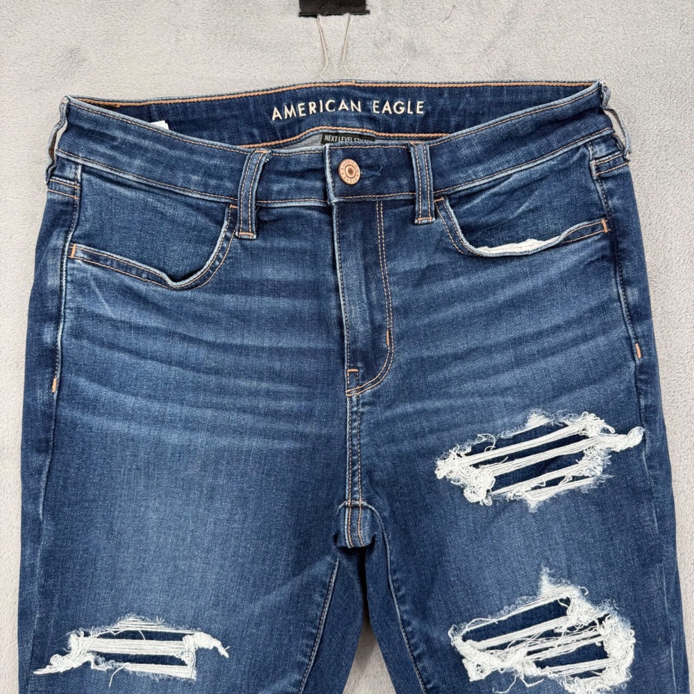 American Eagle Next Level Stretch Distressed Jeggings Skinny Jeans Sz 10 Short - Picture 10 of 16